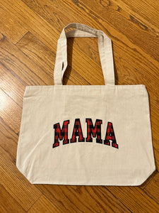 MAMA Embroidered Appliqué Zipper Tote Bag