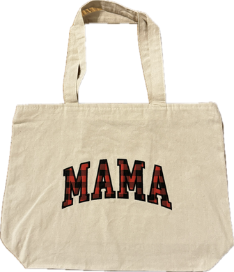 MAMA Embroidered Appliqué Zipper Tote Bag