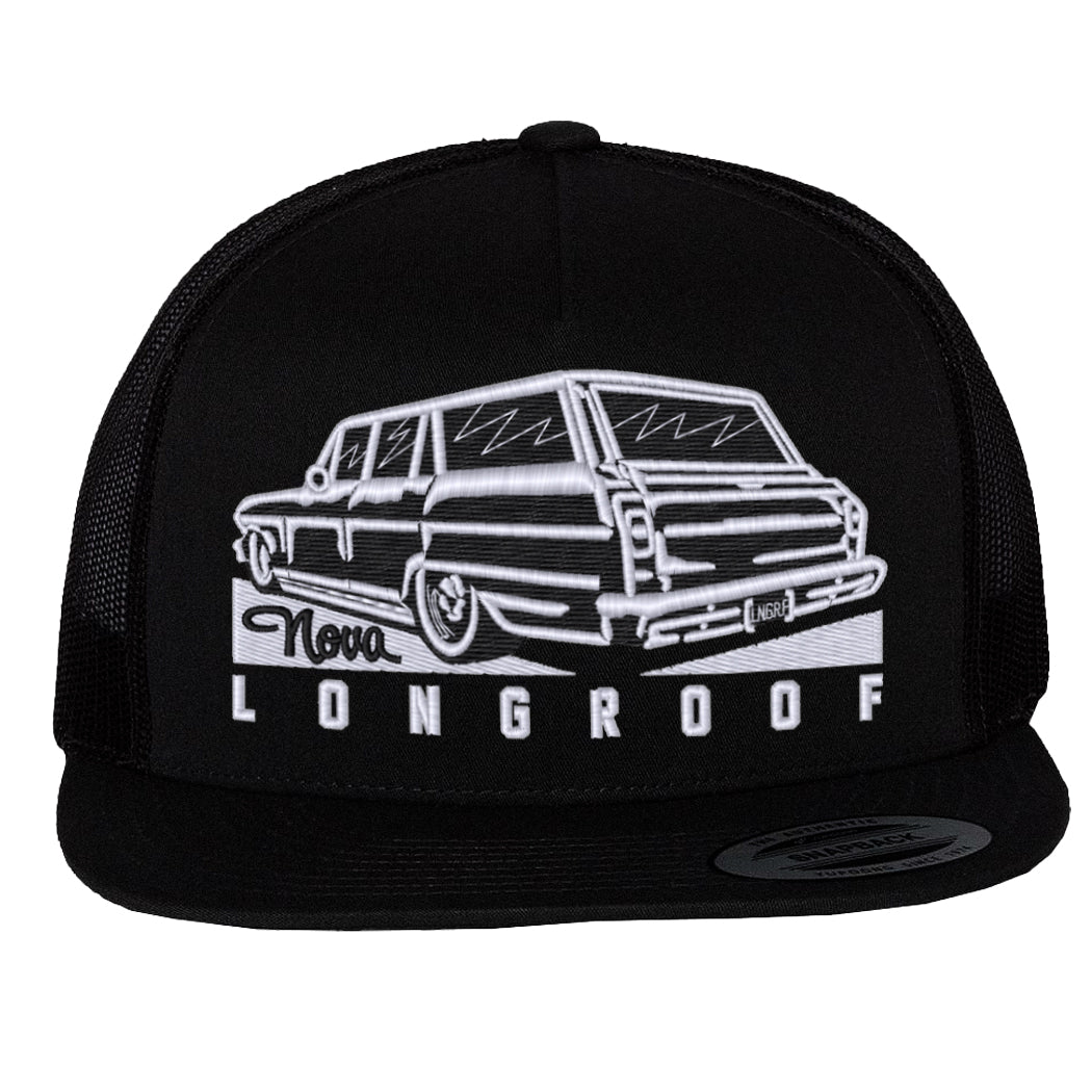 Trucker Hat Snapback Hat - Nova Longroof Embroidery