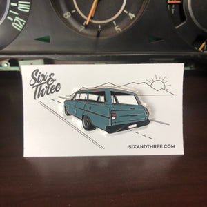 Chevy Nova Wagon Enamel Pin - Blue Color